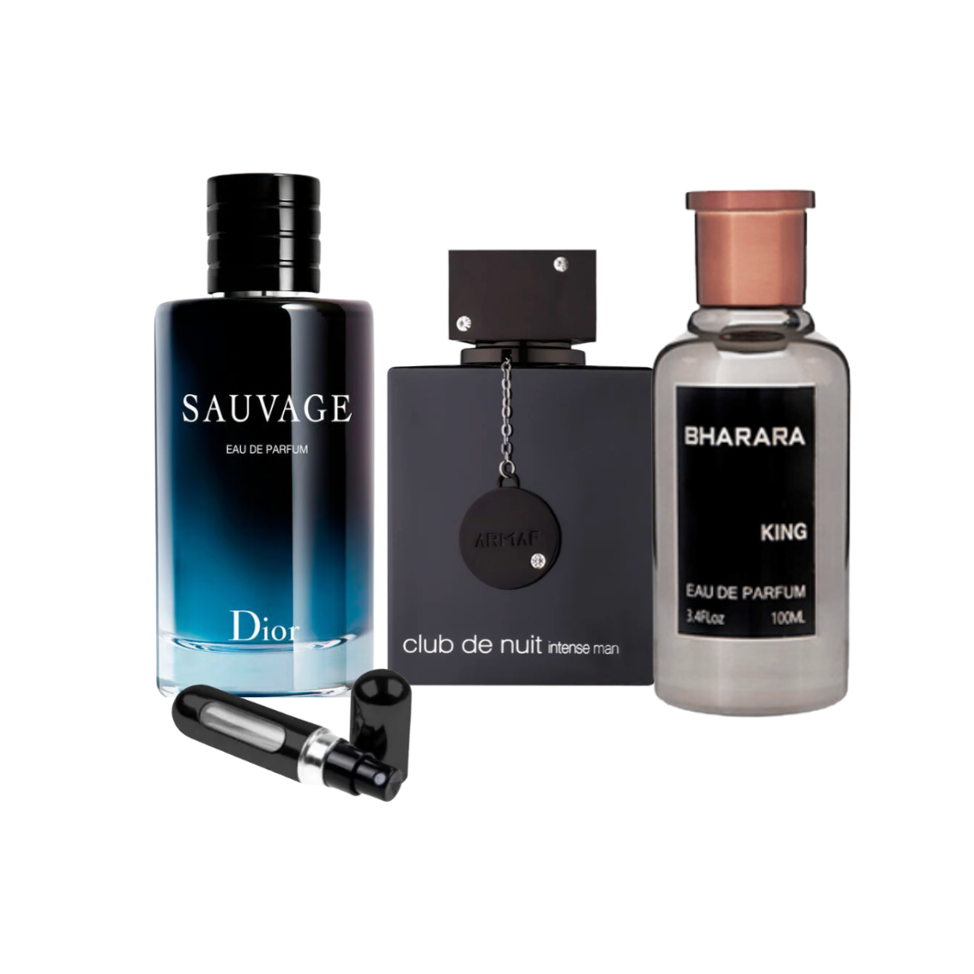 Sauvage, Club de nuit, Bharara king +Obsequio perfumero de 5ml