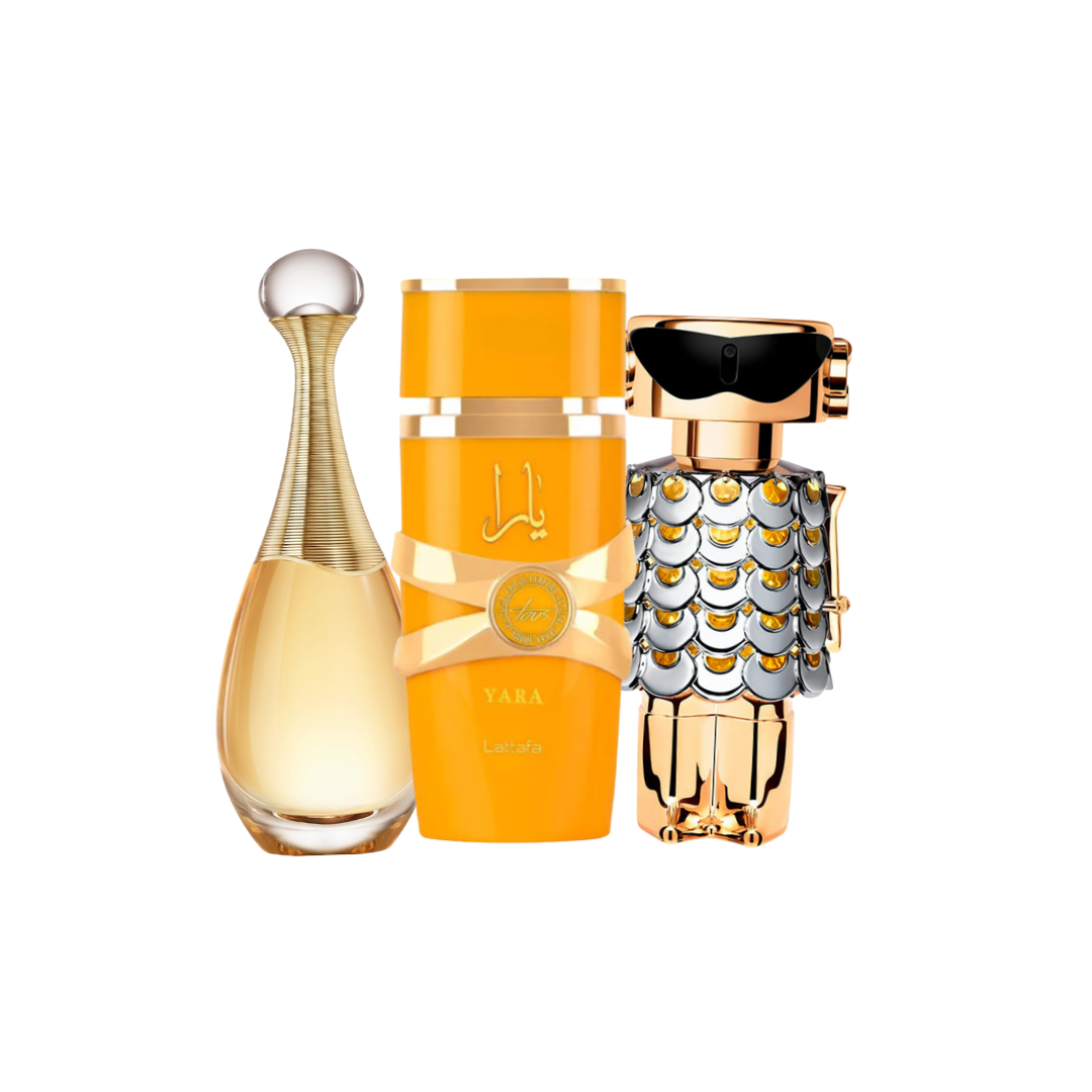 Jadore, Yara Tous, Fame Paco rabanne +Obsequio perfumero de 5 ml