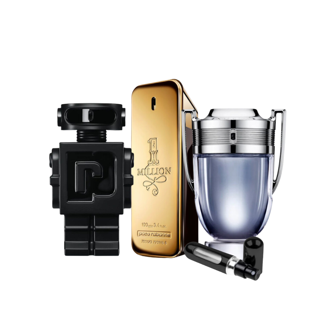 Phantom Black, Invictus, one millon + Obsequio perfumero de 5ml