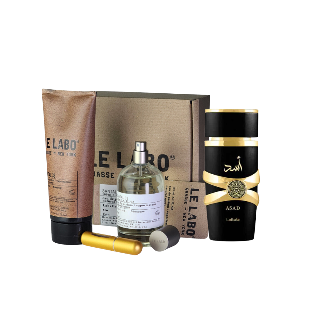 SANTAL 33, ASAD LATAFFA + CREMA SANTAL Y PERFUMERO [ÚLTIMAS UNIDADES 🚨]